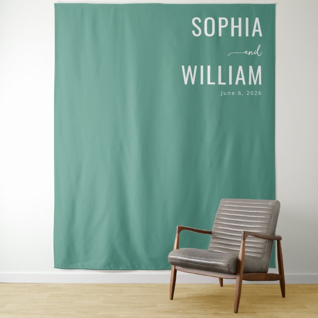 Tenture Élégance Typographique Teal Calme (En situation)