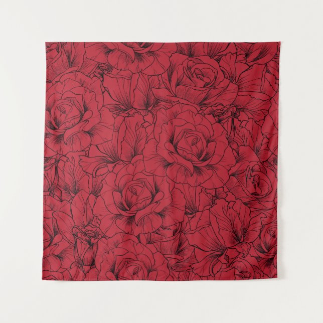 Tenture Élégance vintage des roses rouges (Devant)