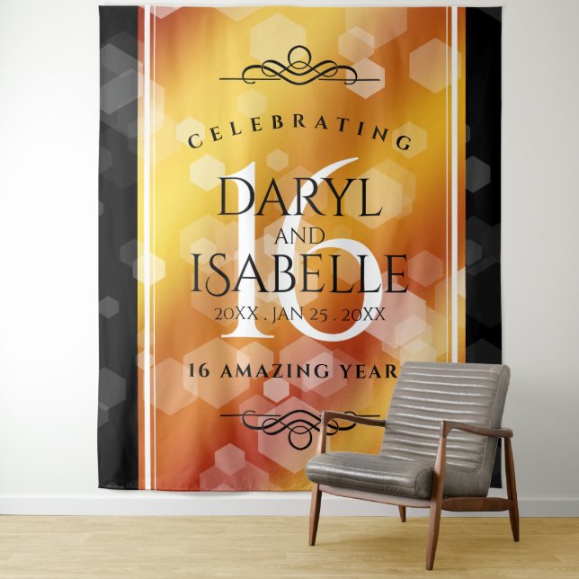 Tenture Élégant 16ème anniversaire de Mariage de Topaz d'o (En situation)