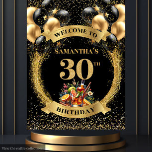 Tenture Élégant 30e anniversaire Cocktail Whiskey Bannière
