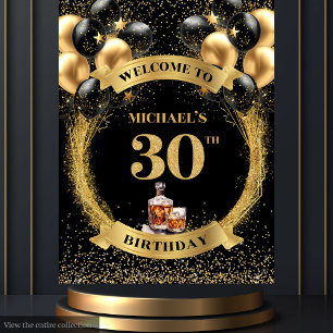 Tenture Elégant 30ème homme Birthday Whiskey Photo Tapestr