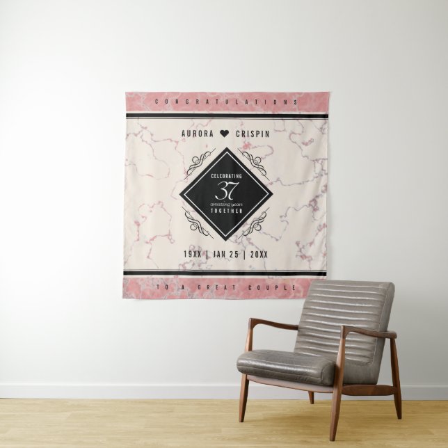 Tenture Élégant 37e Anniversaire de Mariage en Albâtre (En situation)