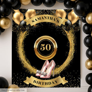 Tenture Élégant 50e anniversaire bannière Parties scintill