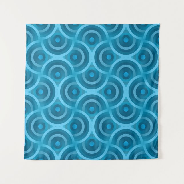 Tenture Elegant abstract ripple seamless Vintage blue back (Devant)