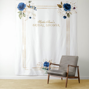Tenture Élégant Accessoire de Fête de Mariage Bleu Floral 
