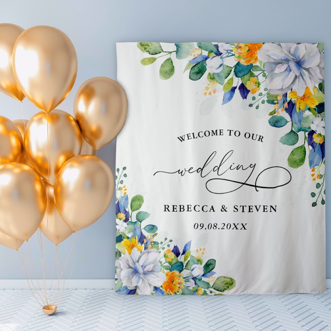 Tenture Elégant accueil fleuri jaune blanc (Créateur téléchargé)