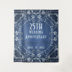 Tenture Élégant Anniversaire de Mariage Bleu et Argent de