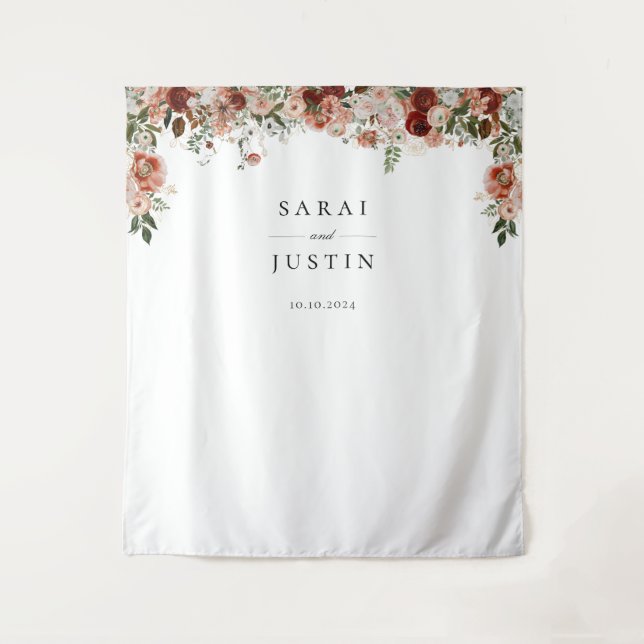 Tenture Elégant automne Botanique Floral Mariage fond (Devant)