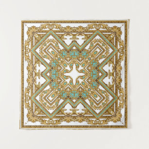 Tenture Elégant baroque doré, design ornemental.