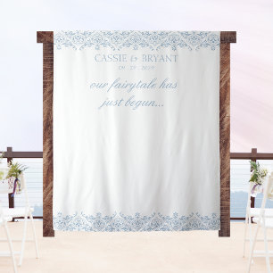 Tenture Elégant bleu et blanc Mariage Fairytale fond