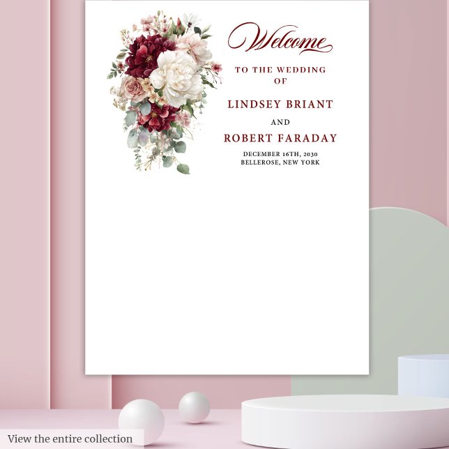 Tenture Elégant Boho Bourgogne Rose blanche Mariage fond (Stylish Boho Burgundy White Rose Wedding Backdrop)