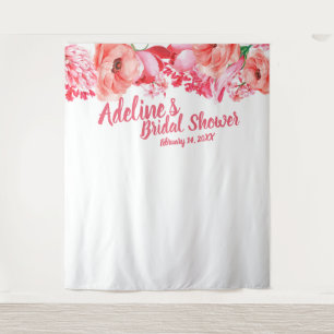 Tenture Élégant écriture rose aquarelle florale douche de