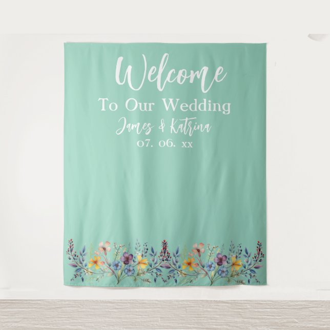 Tenture Elegant Elegant Turquoise Mariage fond (Devant)