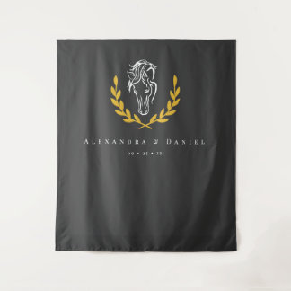 Tenture Elegant Equestrian Wedding Backdrop Tapestry