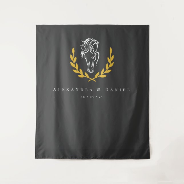 Tenture Elegant Equestrian Wedding Backdrop Tapestry (Devant)