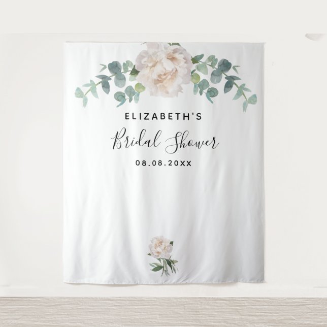 Tenture Élégant eucalyptus verdure blanc pour la douche de (Devant)
