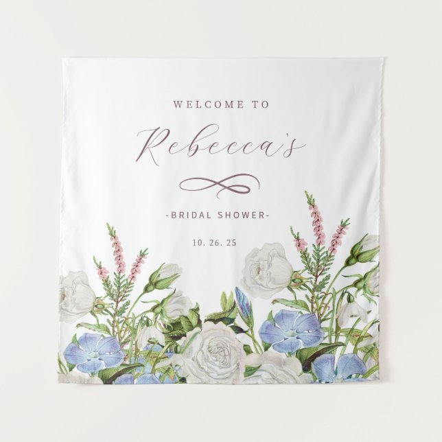 Tenture Élégant Floral Fête de Mariage (Devant)