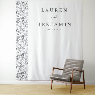 Tenture Élégant floral noir minimaliste