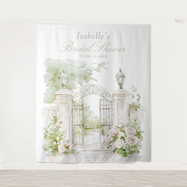 Tenture Elegant French Chateau Pastel Bridal Garden  (Devant)