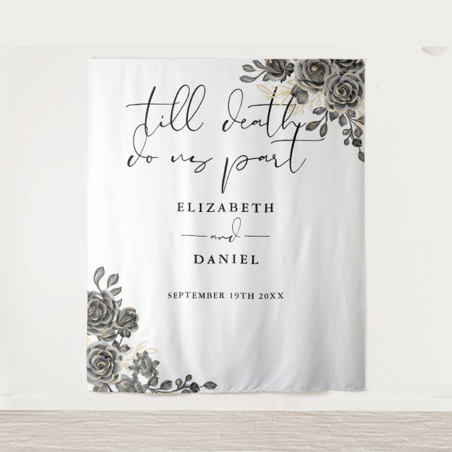 Tenture Élégant Goth Rose Floral Mariage Photo Prop (Devant)