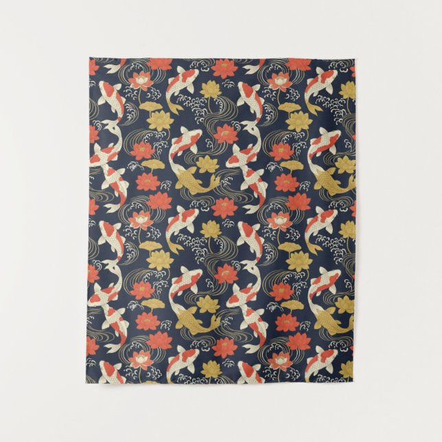 Tenture Elegant Koi Fish and Lotus Pattern (Devant)