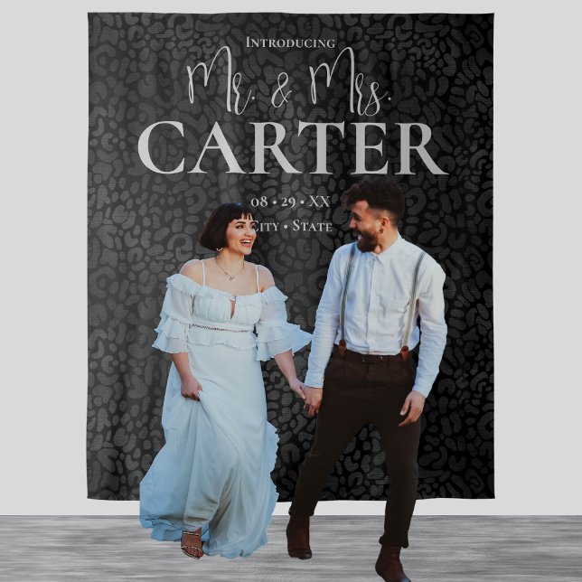 Tenture Élégant M. et Mme Black Leopard Mariage Contexte (Créateur téléchargé)