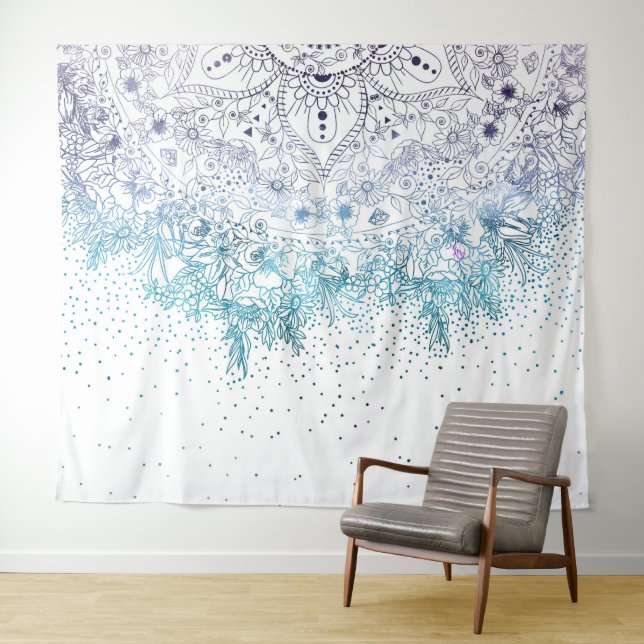 Tenture Elégant mandala floral et confetti image (En situation (horizontale))