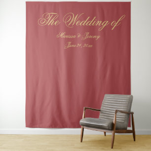 Tenture Élégant Mariage de script Monogramme en or en terr