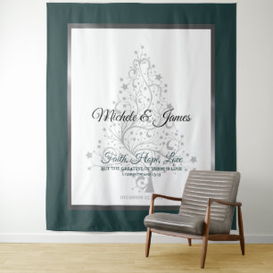 Tenture Élégant mariage d'hiver Emerald Green Silver