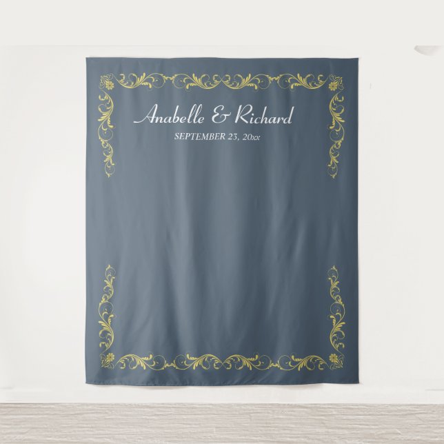 Tenture Elégant Mariage victorien Photo Booth Backdrop (Devant)