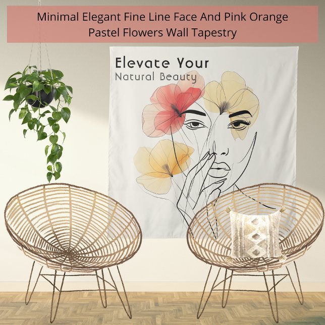 Tenture Élégant minimal ligne d'art Fleurs de visage Beaut (Créateur téléchargé)