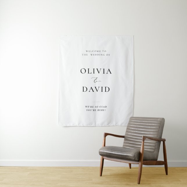 Tenture Élégant Minimaliste Bienvenue Mariage  (En situation)