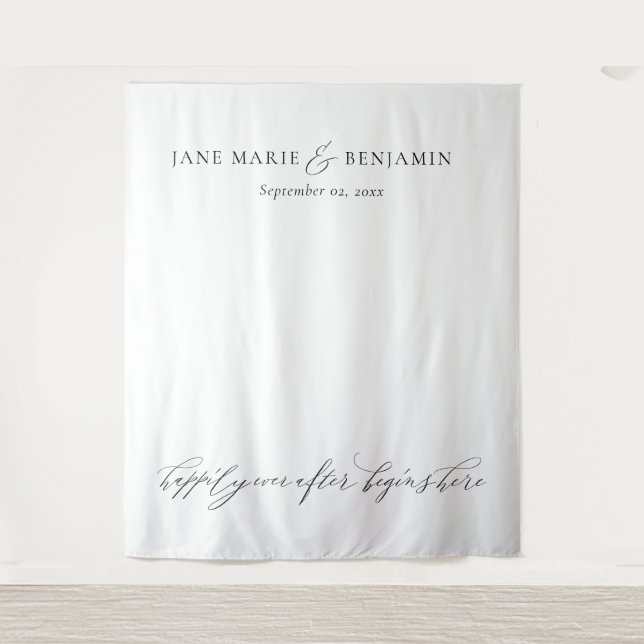 Tenture Élégant minimaliste Mariage d'art blanc (Devant)