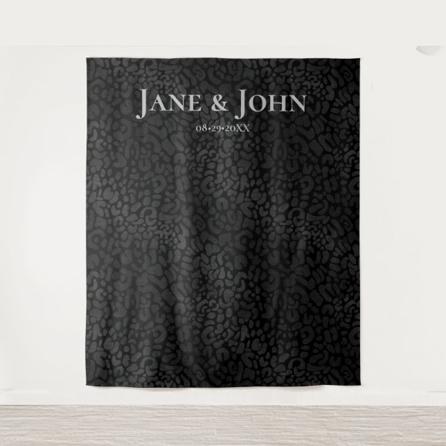 Tenture Elégant minimaliste Mariage Léopard Noir fond (Devant)