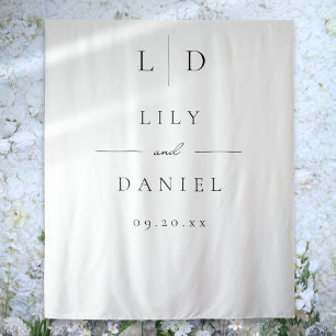 Tenture Elégant minimaliste Monogramme Mariage photo fond