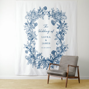 Tenture Élégant Monogramme de Bienvenue de Mariage à la Cr