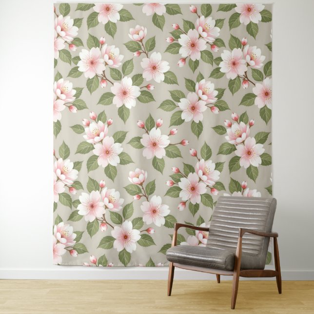 Tenture Élégant motif sans couture de fleurs de cerisier (En situation)