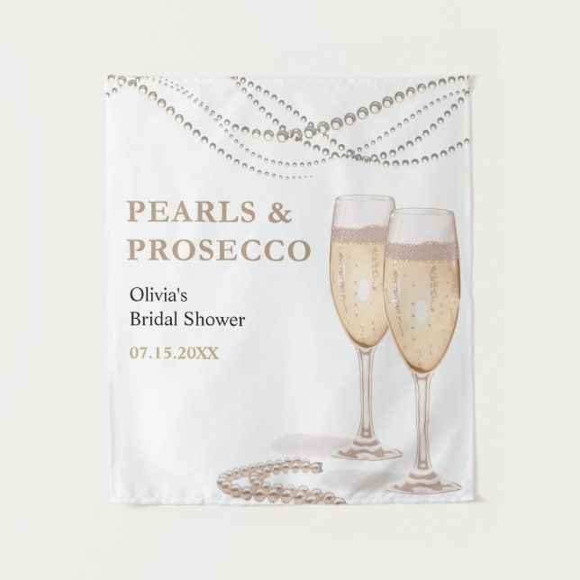 Tenture Elégant Pearls & Prosecco Douche nuptiale Contexte (Devant)