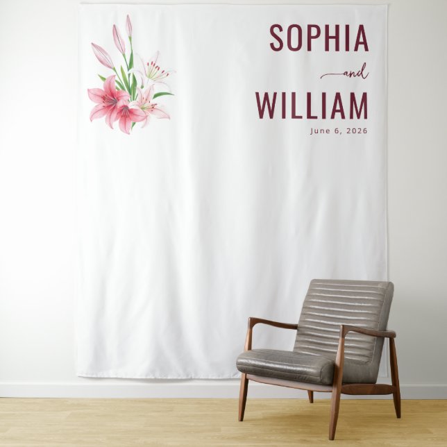 Tenture Elegant Pink Floral Lilies (En situation)