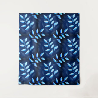Tenture Élégant Plante Indigo Blue Motif