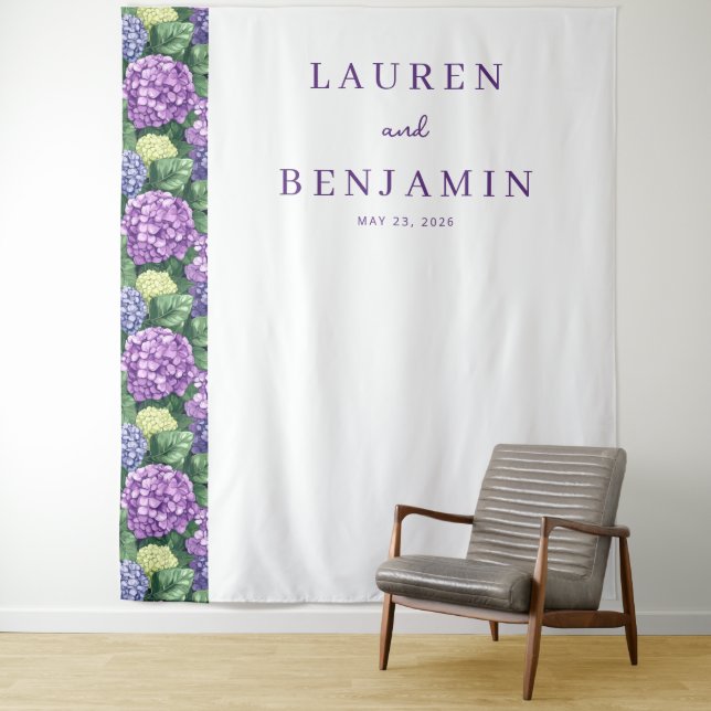 Tenture Elegant Purple Floral Hydrangea (En situation)