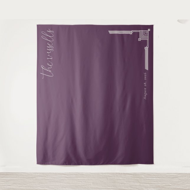 Tenture Elegant Purple Geometric Line Illustration (Devant)