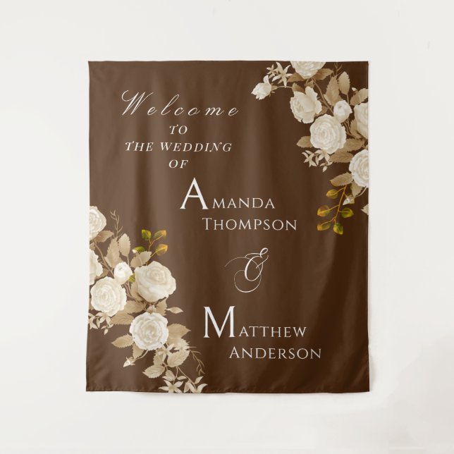 Tenture Élégant Rose chic Monogramme Brown (Devant)