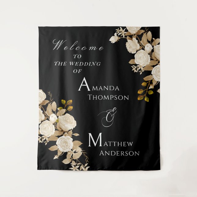 Tenture Élégant Rose chic Monogramme noir (Devant)