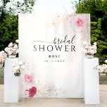 Tenture Elégant rose or Fête des mariées florale fond<br><div class="desc">Créez une atmosphère captivante pour votre douche nuptiale avec notre Elegant rose, rouge et or Fête des mariées Florale fond. Il présente une étonnante aquarelle design floral en rose, rouge, or et élégante calligraphie. Cette toile de fond est parfaite pour votre cabine photo et ajoute une touche élégante à votre...</div>