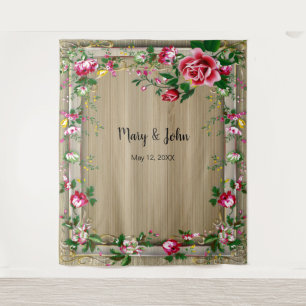 Tenture Elégant Rustic Red Roses Mariage Photo fond