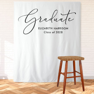Tenture Élégant script blanc arrière-plan de graduation