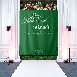 Tenture Élégant Script Green Rehearer Dîner En Arrière-Pla