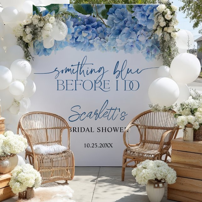 Tenture Élégant Something Blue Hydrangea Baby Shower Maria (Something Blue Hydrangea Bridal Shower Welcome Tapestry)