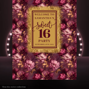 Tenture Elégant Sweet sixteen Bourgogne Gold fond